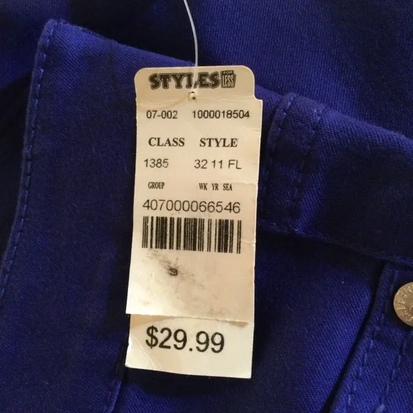 Vintagw Celebrity Pink RoyalBlue Stretch Jeans juniors 3 - Picture 3 of 14